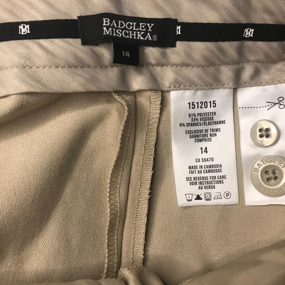 BADGLEY MISCHKA High Rise Light TAN STRAIGHT LEG Dress Pants! Size 14! NWT! - Picture 3 of 7